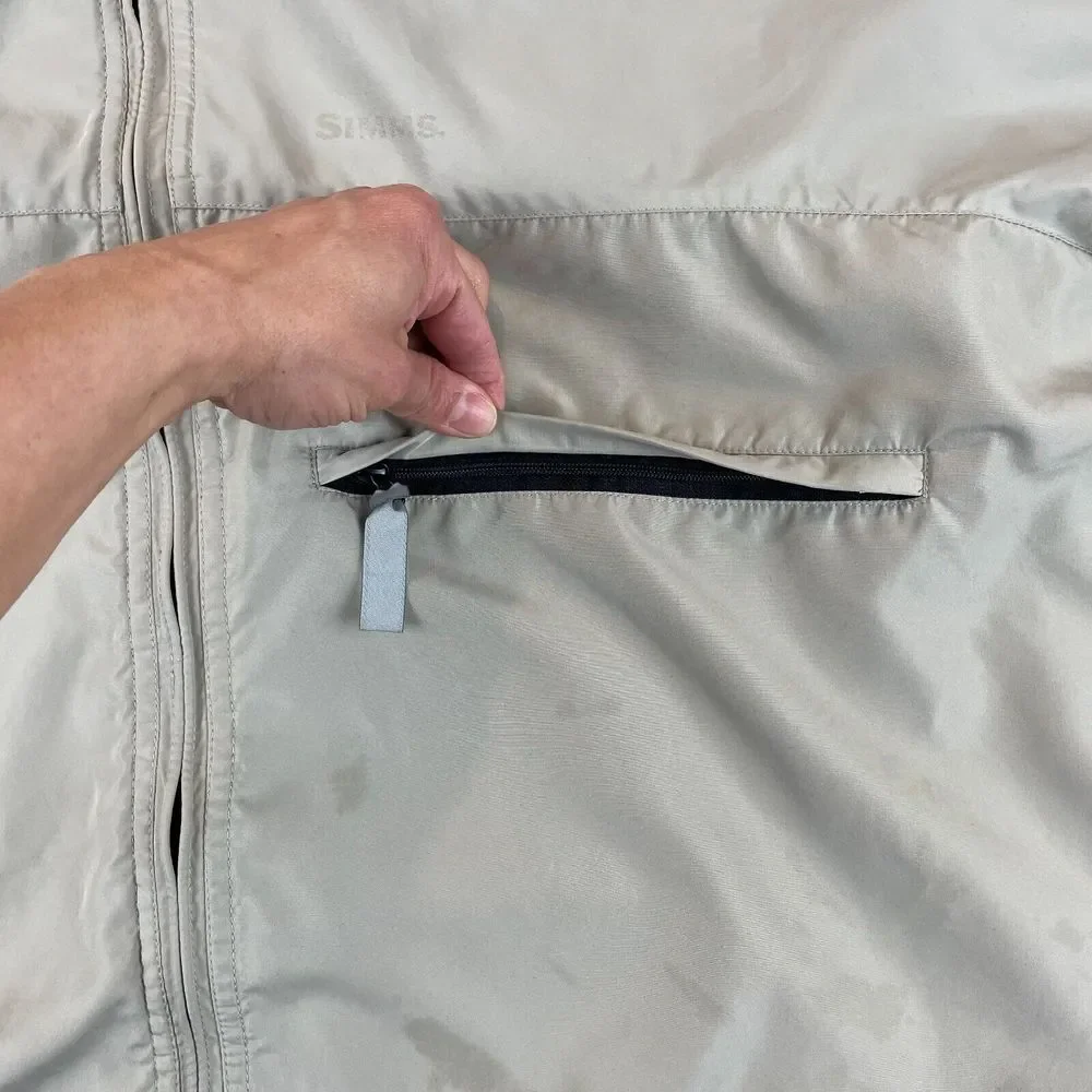 Simms Fishing‎ Jacket Men Large Beige Full Zip Hooded Windbreaker Elastic Waist - Picture 5 of 16